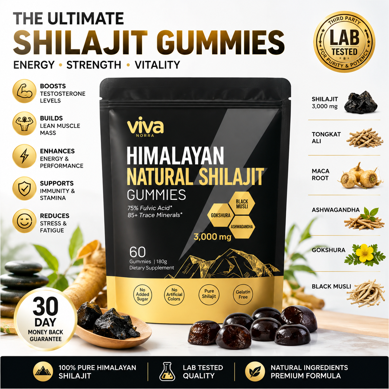 VivaNerra® Himalayan Gold Shilajit Gummies